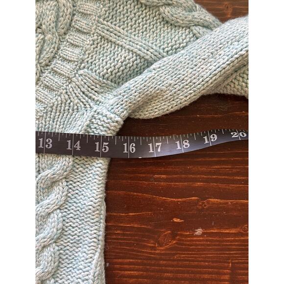 Old Navy Fisherman Cable Knit Bobble Wool Blend Sweater S Pastel Teal Soft Girl - Picture 11 of 14